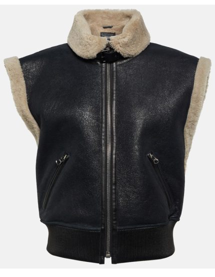 Leather and shearling vest